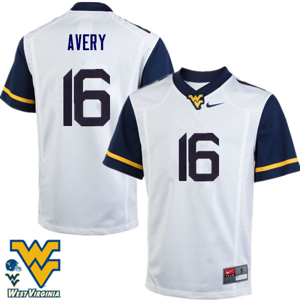 Men #16 Toyous Avery West Virginia Mountaineers College Football Jerseys-White